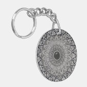monochrome mandala-kunst op acrylen sleutelhanger (Voorkant Links)