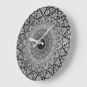 Monochrome mandala kunst wandklok (Hoek)
