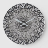 Monochrome mandala kunst wandklok (Voorkant)