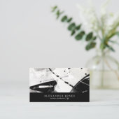 Monochrome mannelijke borstelstreken QR-code Visitekaartje (Staand voorkant)