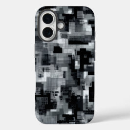 Monochrome Matrix Mozaïek iPhone 16 Hoesje