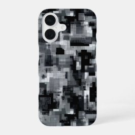 Monochrome Matrix Mozaïek iPhone 16 Hoesje