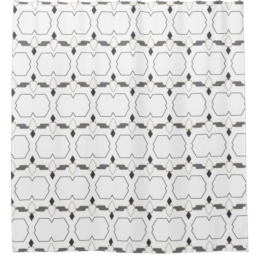 Monochrome Matrix Zwart Grijs en Goud Accent Douchegordijn (Voorkant)
