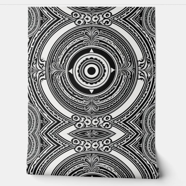 Monochrome Medaillons Behang (Afrollen)