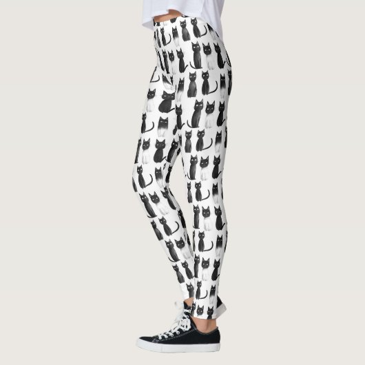 Monochrome Meow Leggings - Black Cats (Links)