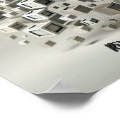 Monochrome minimalisme: zwevende vierkanten Abstra Poster (Hoek)