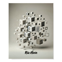 Monochrome minimalisme: zwevende vierkanten Abstra