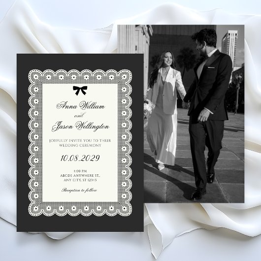 Monochrome minimalist elegant wedding  kaart