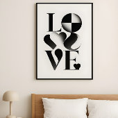 Monochrome Minimalist LOVE Typography Abstract Art Poster
