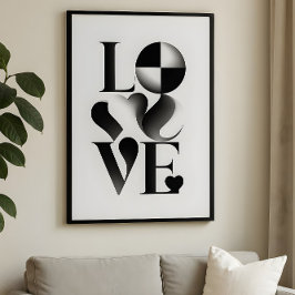 Monochrome minimalistische LOVE-typografie abstrac Poster