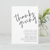 Monochrome minimalistische uitnodiging tot Thanksg (Staand voorkant)