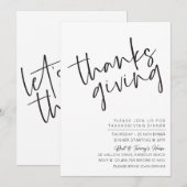 Monochrome minimalistische uitnodiging tot Thanksg (Voorkant / Achterkant)