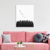 Monochrome minimalistische vliegganzen en pijnbome canvas afdruk (Insitu (Woonkamer))