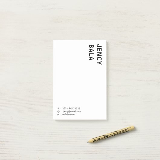 Monochrome Modern Minimal Black White Design Post-it® Notes (Op bureau)