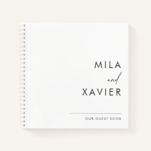 Monochrome Modern Minimal Wedding Guest Book Notitieboek