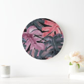 Monochrome Monstera: Waterverf Tropisch Patroon. Grote Klok (Huis)