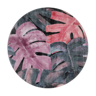 Monochrome Monstera: Waterverf Tropisch Patroon. Snijplank