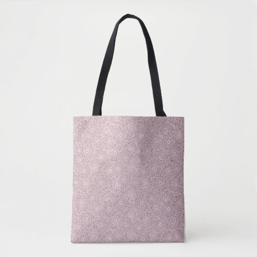 Monochrome mosterroze bloemen tote bag (Voorkant)
