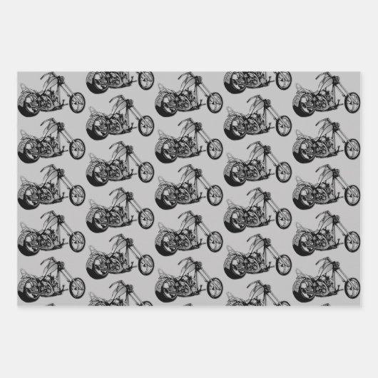 Monochrome motorfietsthema inpakpapier vel (Voorkant 2)