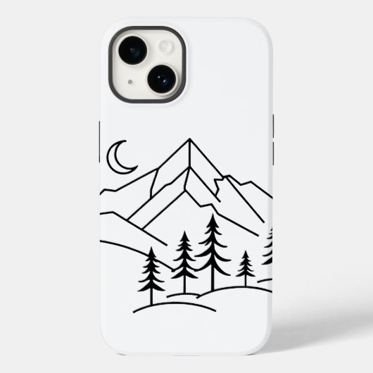 Monochrome Mountain and Pine Forest Phone Case (Achterkant)