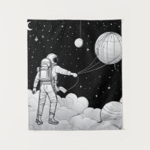 Monochrome Muurdecoratie Ruimtevaarder | Kunst in