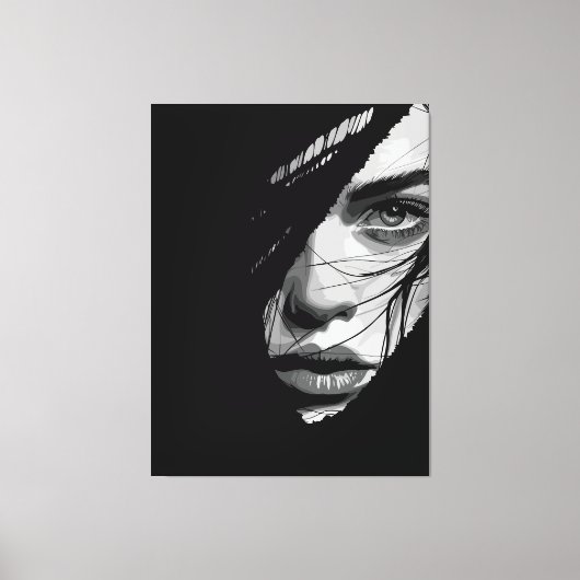 Monochrome mysterieuze portretkunst canvas afdruk (Voorkant)