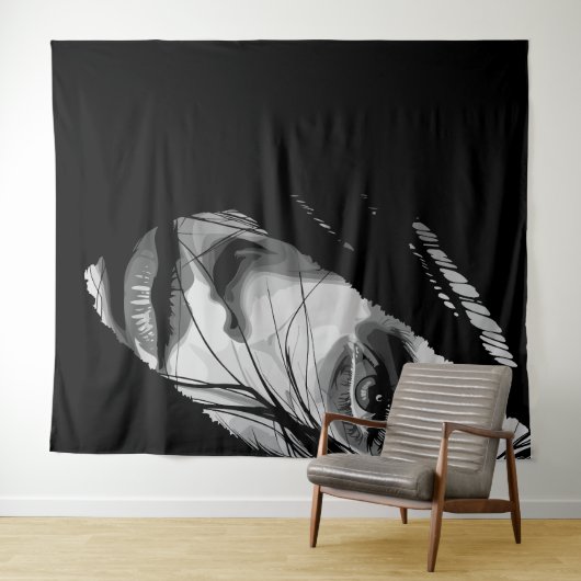 Monochrome mysterieuze portretkunst wandkleed (In Situ (horizontaal))