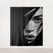 Monochrome mysterieuze portretkunst wandkleed (Voorkant)