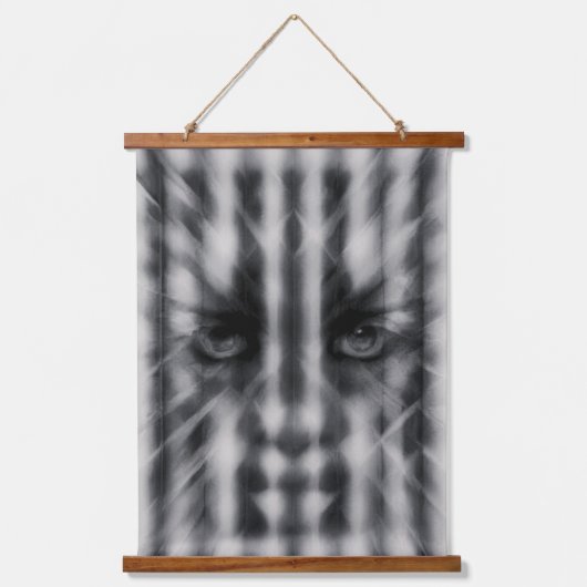 "Monochrome Mystery Abstracte Gezichtsmuur Hanging Hangend Wandkleed (Voorkant)