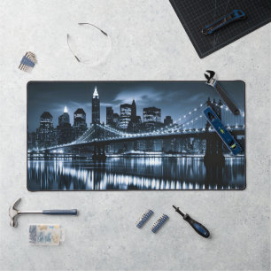 Monochrome New York Skyline Nightscape Bureaumat