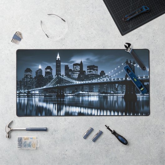 Monochrome New York Skyline Nightscape Bureaumat (Werkstation)