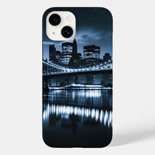 Monochrome New York Skyline Nightscape Case-Mate iPhone Case (Achterkant)