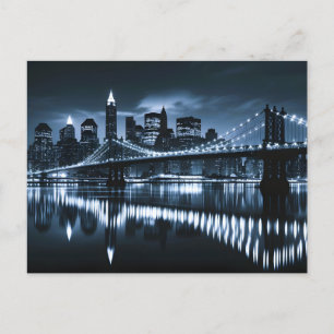 Monochrome New York Skyline Nightscape Feestdagenkaart
