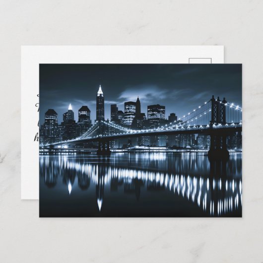 Monochrome New York Skyline Nightscape Feestdagenkaart (Voorkant / Achterkant)