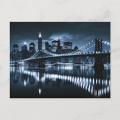 Monochrome New York Skyline Nightscape Feestdagenkaart (Voorkant)