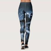 Monochrome New York Skyline Nightscape Leggings (Achterkant)