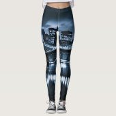 Monochrome New York Skyline Nightscape Leggings (Voorkant)