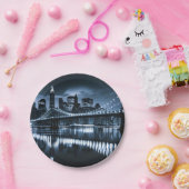 Monochrome New York Skyline Nightscape Papieren Bordje (Feest)