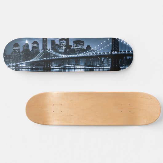 Monochrome New York Skyline Nightscape Persoonlijk Skateboard (Horizontaal)