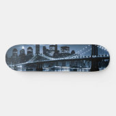 Monochrome New York Skyline Nightscape Persoonlijk Skateboard (Horizontaal)