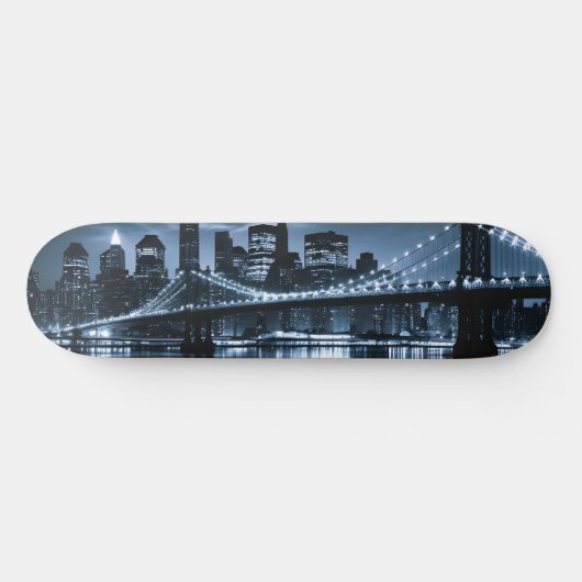 Monochrome New York Skyline Nightscape Persoonlijk Skateboard (Horizontaal)