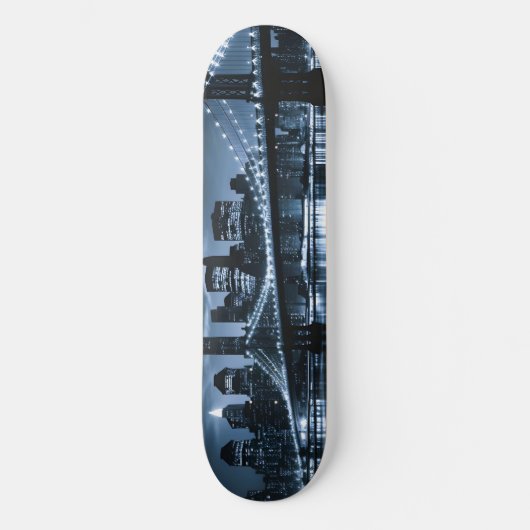 Monochrome New York Skyline Nightscape Persoonlijk Skateboard (Voorkant)