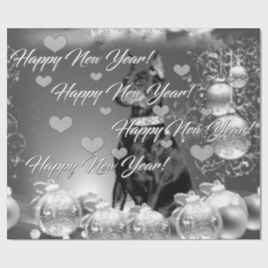 Monochrome nieuwjaars thema Verpakkingspapier Cadeaupapier (Vlak)