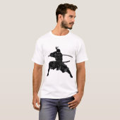 Monochrome Ninja Samurai Silhouette T-shirt (Voorkant volledig)