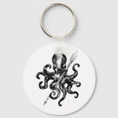 Monochrome octopus met trident sleutelhanger (Voorkant)
