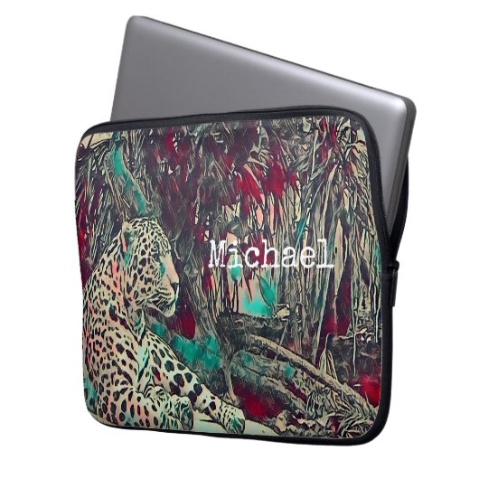 Monochrome Oerwoud Laptop Sleeve (Voorkant Links)