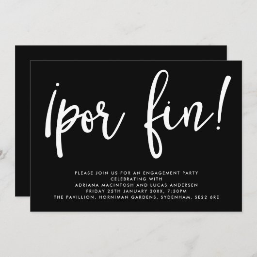 Monochrome openharding! Verlovingsfeest Kaart (Voorkant / Achterkant)