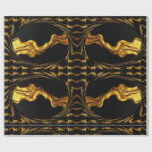 Monochrome Opulence: Liquid Gold Black Designer Cadeaupapier (Vlak)