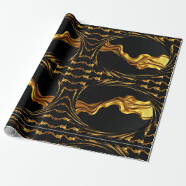 Monochrome Opulence: Liquid Gold Black Designer  Cadeaupapier