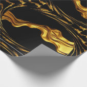 Monochrome Opulence: Liquid Gold Black Designer  Cadeaupapier (Hoek)